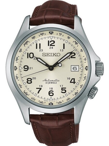 SEIKO 自動巻き M-5　SARG005 6R15-02N0 Seiko Creme Dial Automatic Field Watch with 40mm Case, and Compass