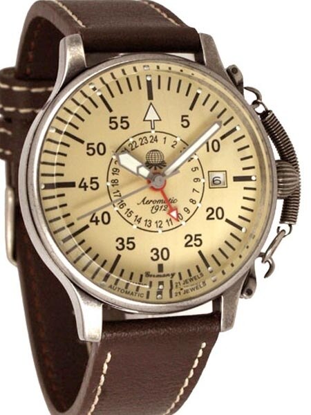Aeromatic 1912 自動巻 稼働 ドイツ製 空軍 裏スケルトン時計 Aeromatic 1912 Aviator's Watch with Retention Spring and 24-hr Sub