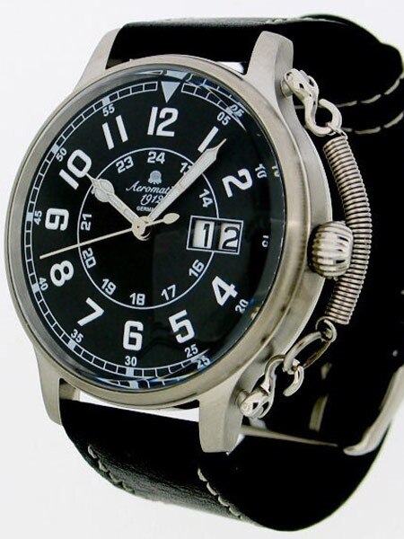 Aeromatic 1912 Aviator's Big Date Watch with Retro Crown Retention