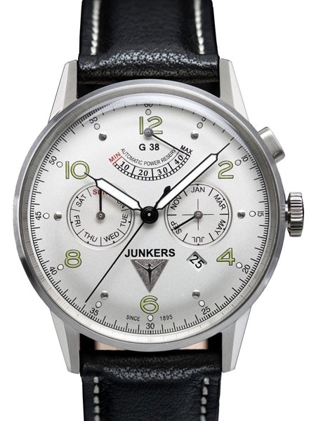 時計 IMPERIAL GUARD automatic c Junkers G38 Silver Dial Calendar Watch with Power Reserve