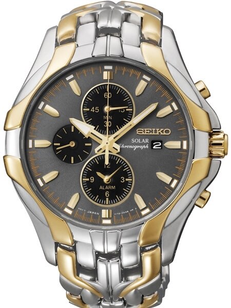 Seiko Solar Powered Chronograph Alarm Watch with 44mm Two-Tone