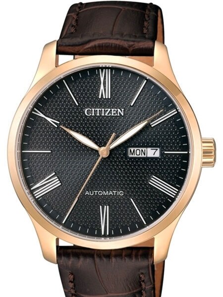 Citizen Automatic Watch with Rose Goldtone Case, Black Textured
