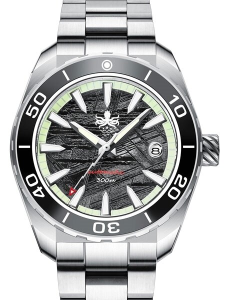 Phoibos 300 meter Automatic Dive Watch with meteorite dial an Anti