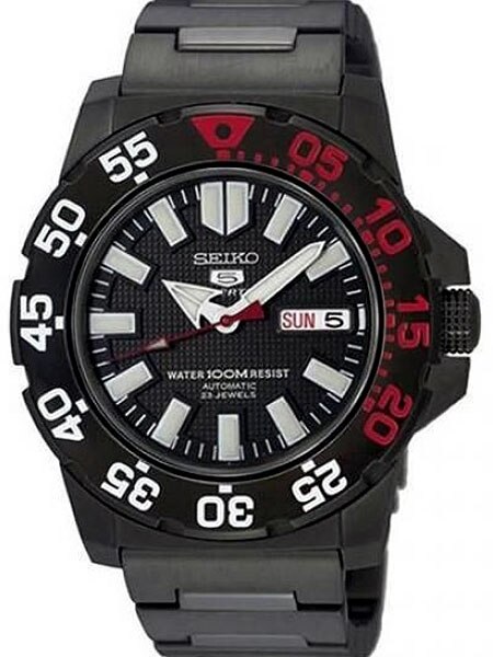 Seiko Sports Automatic Black PVD Dive Watch with PVD Bracelet