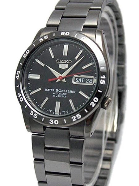 Seiko 5 Automatic Black PVD Watch with a Matching PVD Bracelet