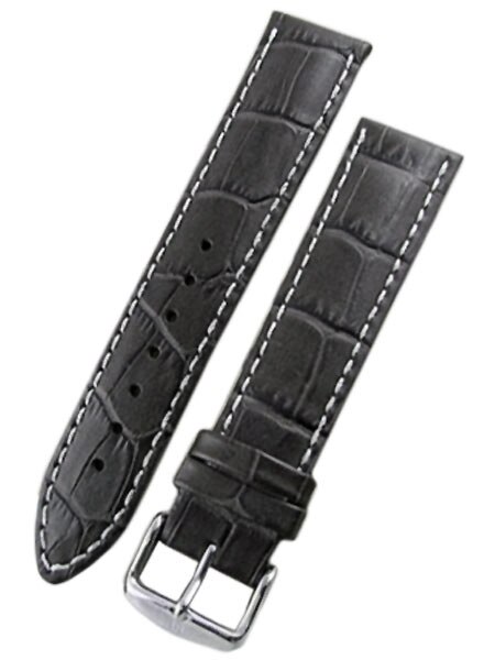 Hirsch Modena Black Alligator Embossed Leather Watch Strap #103028-50