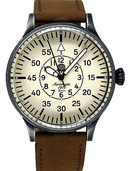 Aeromatic 1912 Ivory Dial Aviator's Watch with Aged Patina Case