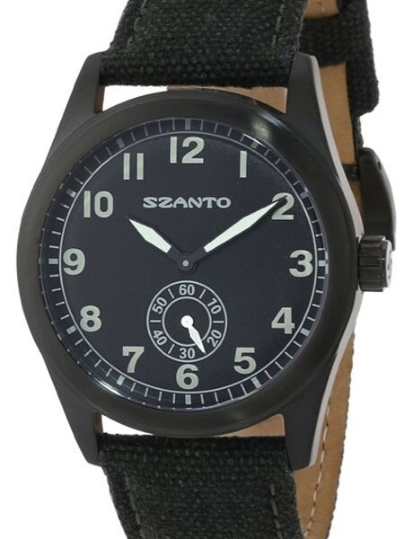 Szanto Stealth 40mm Black Ion Plated Vintage Inspired Military