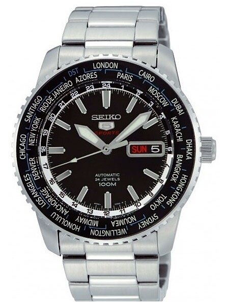 Seiko 5 Sports Automatic Hand Winding World Time Watch SRP127K1