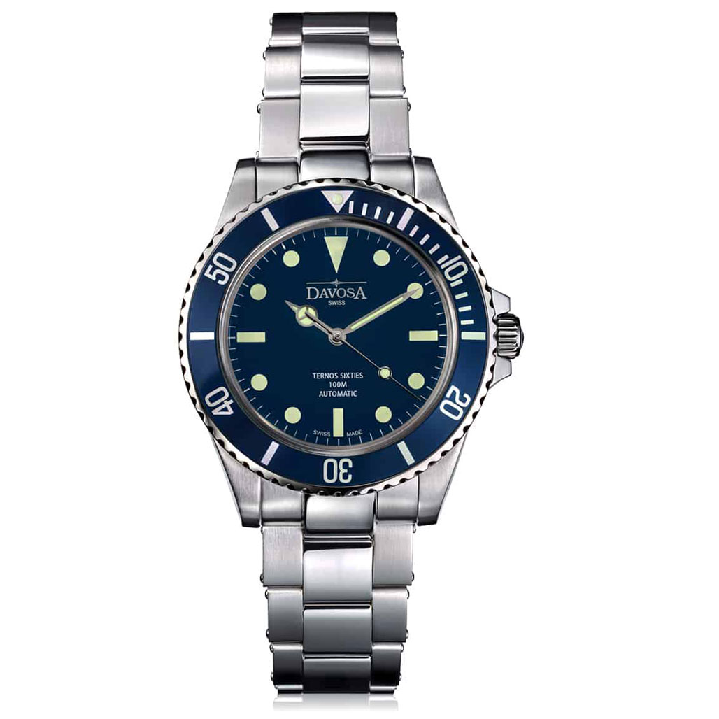 Davosa Ternos Sixties-Style Swiss Automatic Dive Watch with Blue
