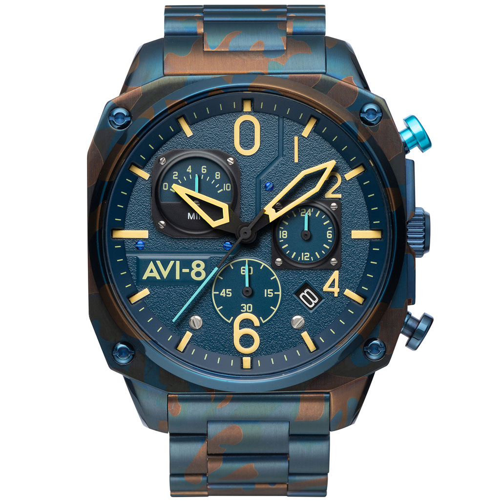 AVI-8 Hawkeye Hunter Air Camo, Retrograde Chronograph, AR Crystal