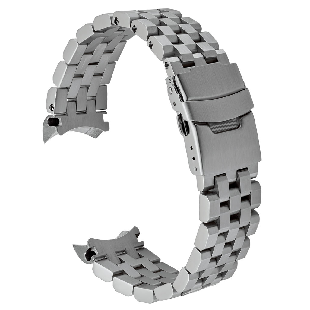 22mm Solid Curved End Links Black Steel Watch Band Bracelet For Seiko SKX  007