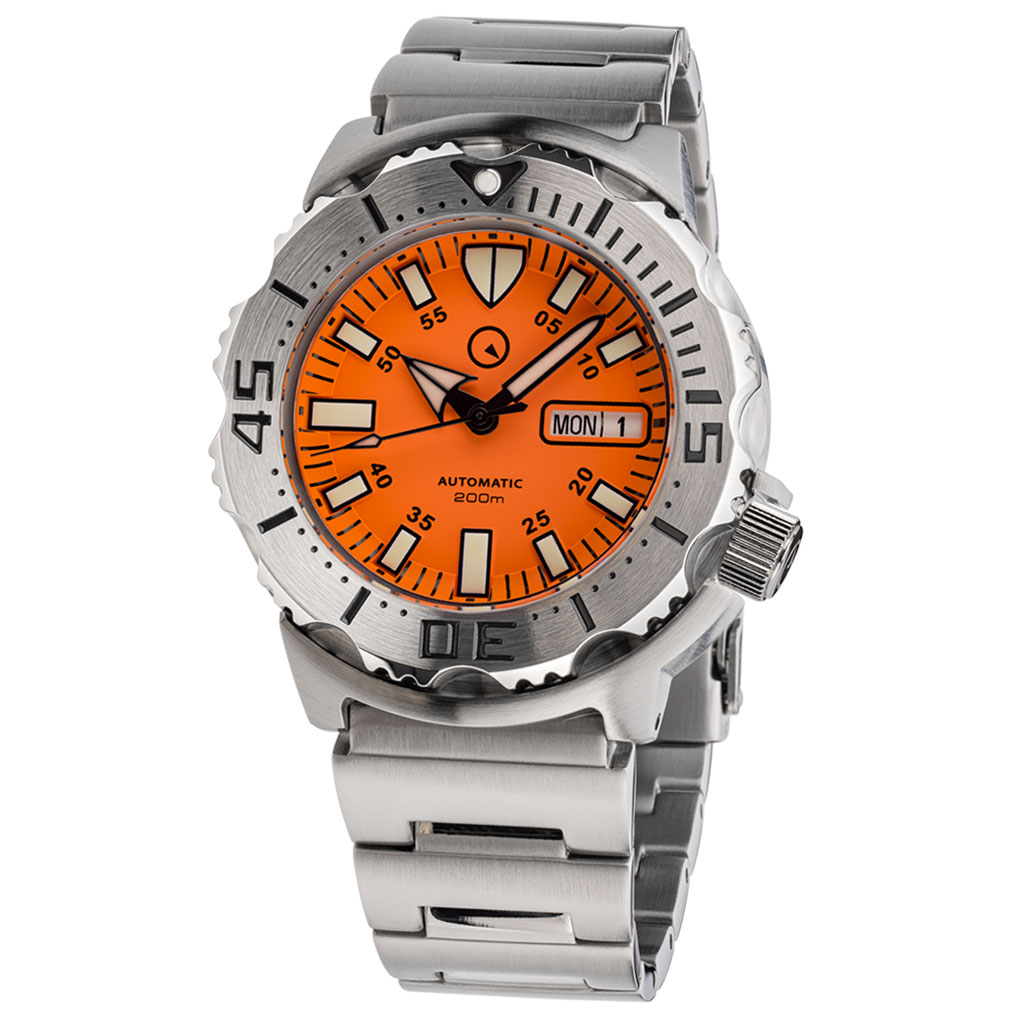 Islander Orange Dial Automatic Dive Watch with AR Double Dome