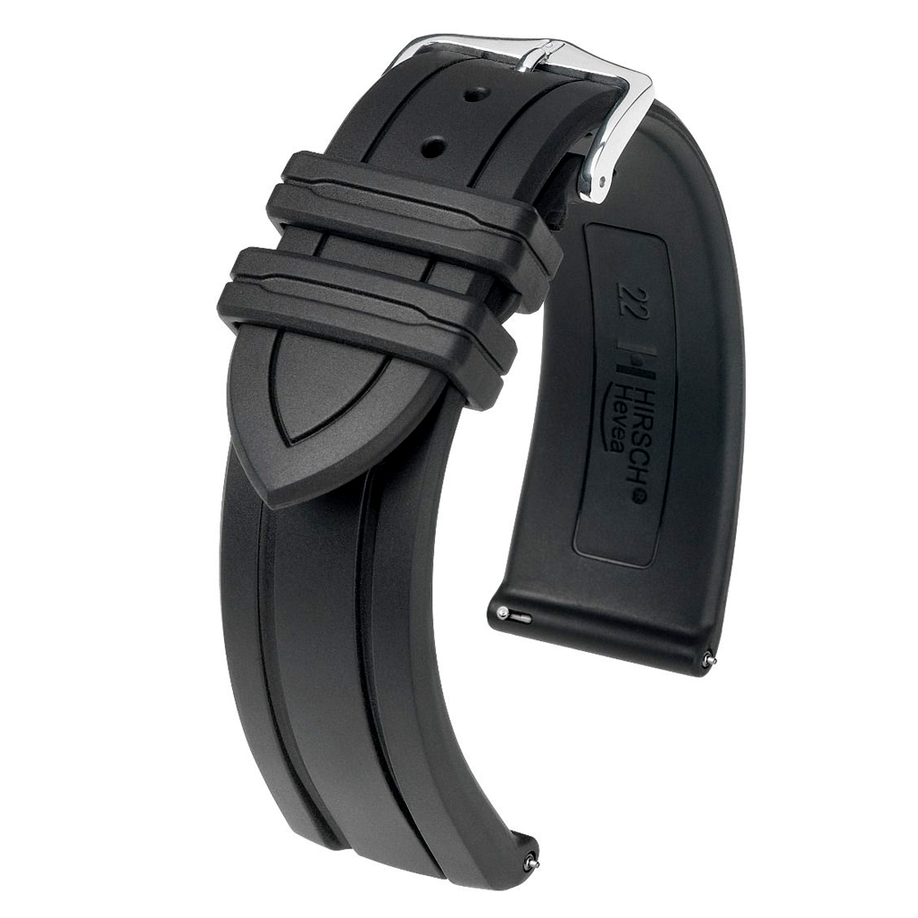 Hirsch Hevea Black Premium Caoutchouc Natural Rubber Watch Strap