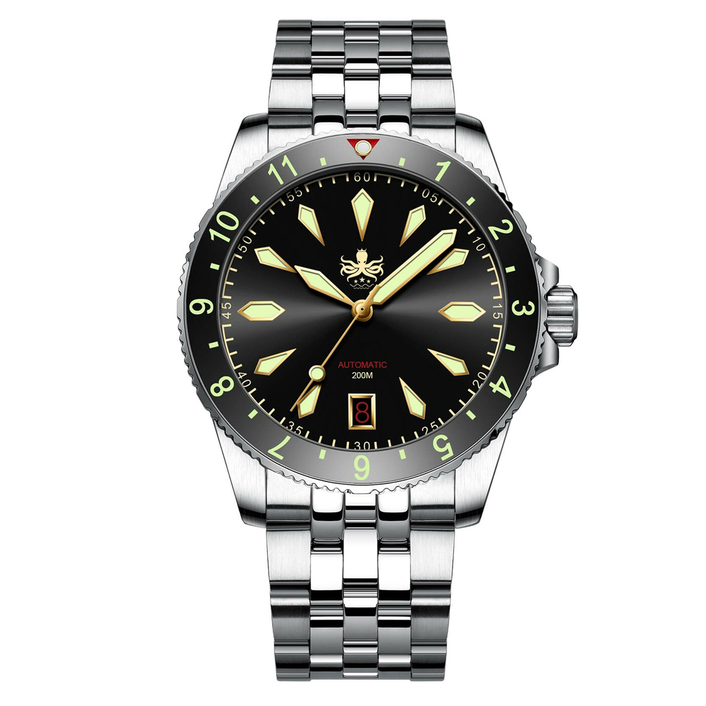Phoibos Voyager Automatic Dive Watch with Black Gilt Dial #PY035C
