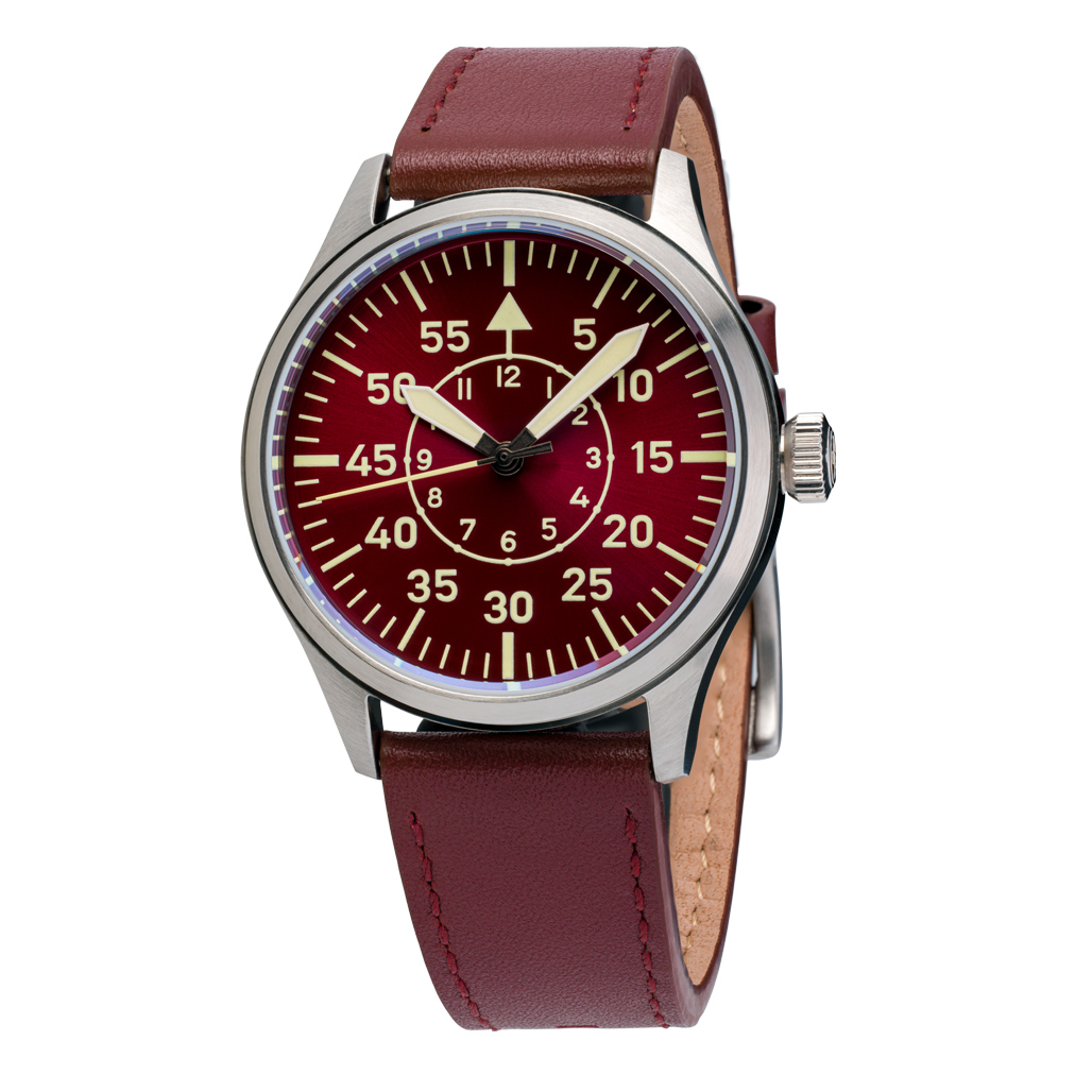 Islander 39mm Automatic Pilot watch with Maroon Dial and Sapphire