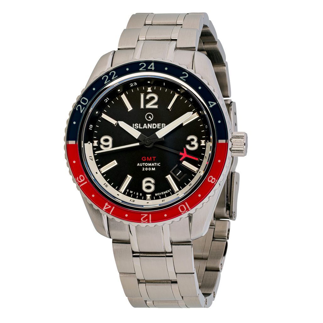 Islander Republic Swiss Automatic GMT Watch with Black Dial #ISL-138