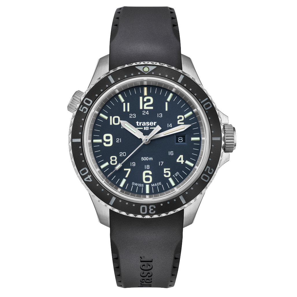 Traser P67 Swiss-Made 500M Dive Watch with Blue Dial and Tritium
