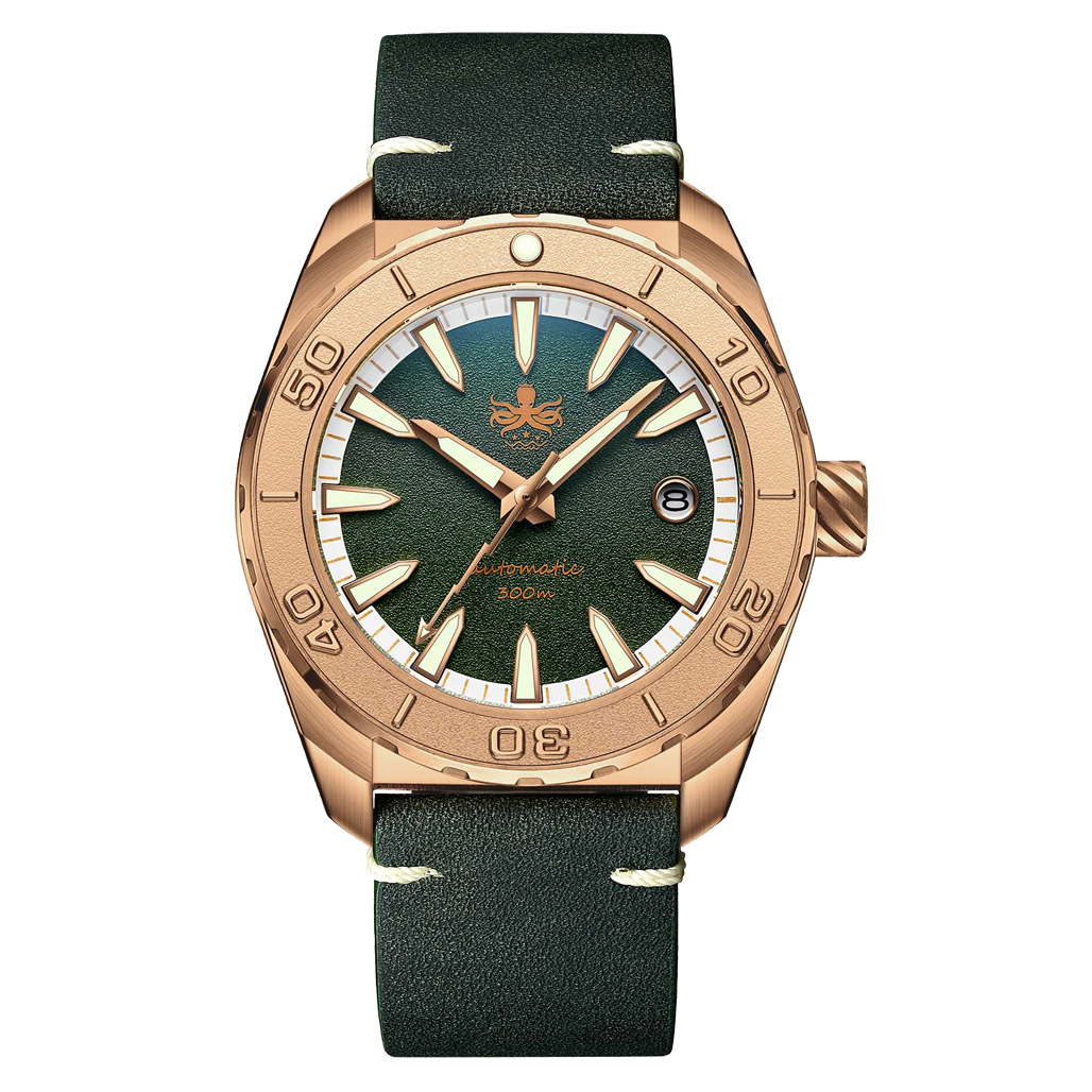 Phoibos Proteus Bronze 300M Dive Watch with Forest Green Dial #PY046A