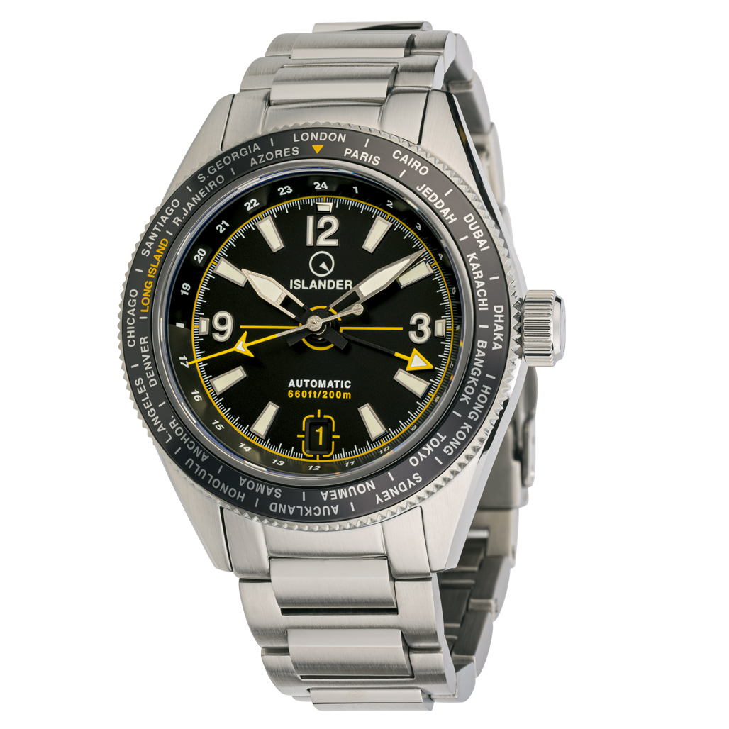 時計 er Calabro GMT (ISL-191) Islander Calabro GMT World Time Automatic Watch with Black