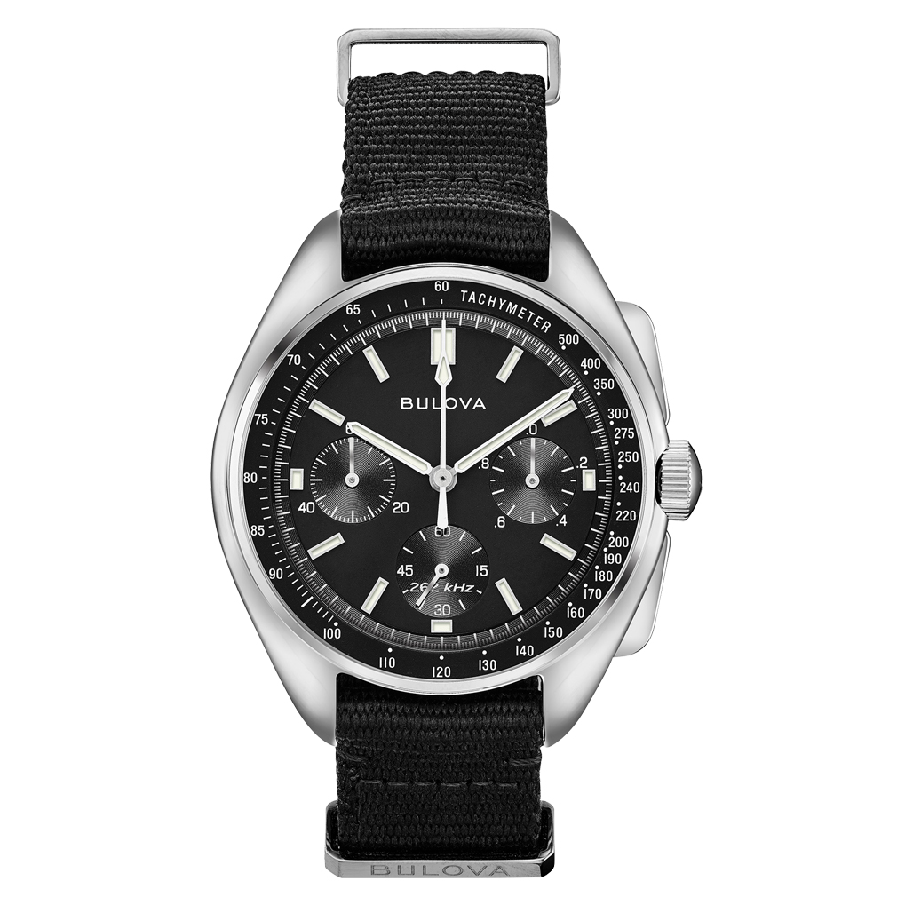 Bulova Lunar Pilot Chronograph 45mm with Black Dial and Nylon