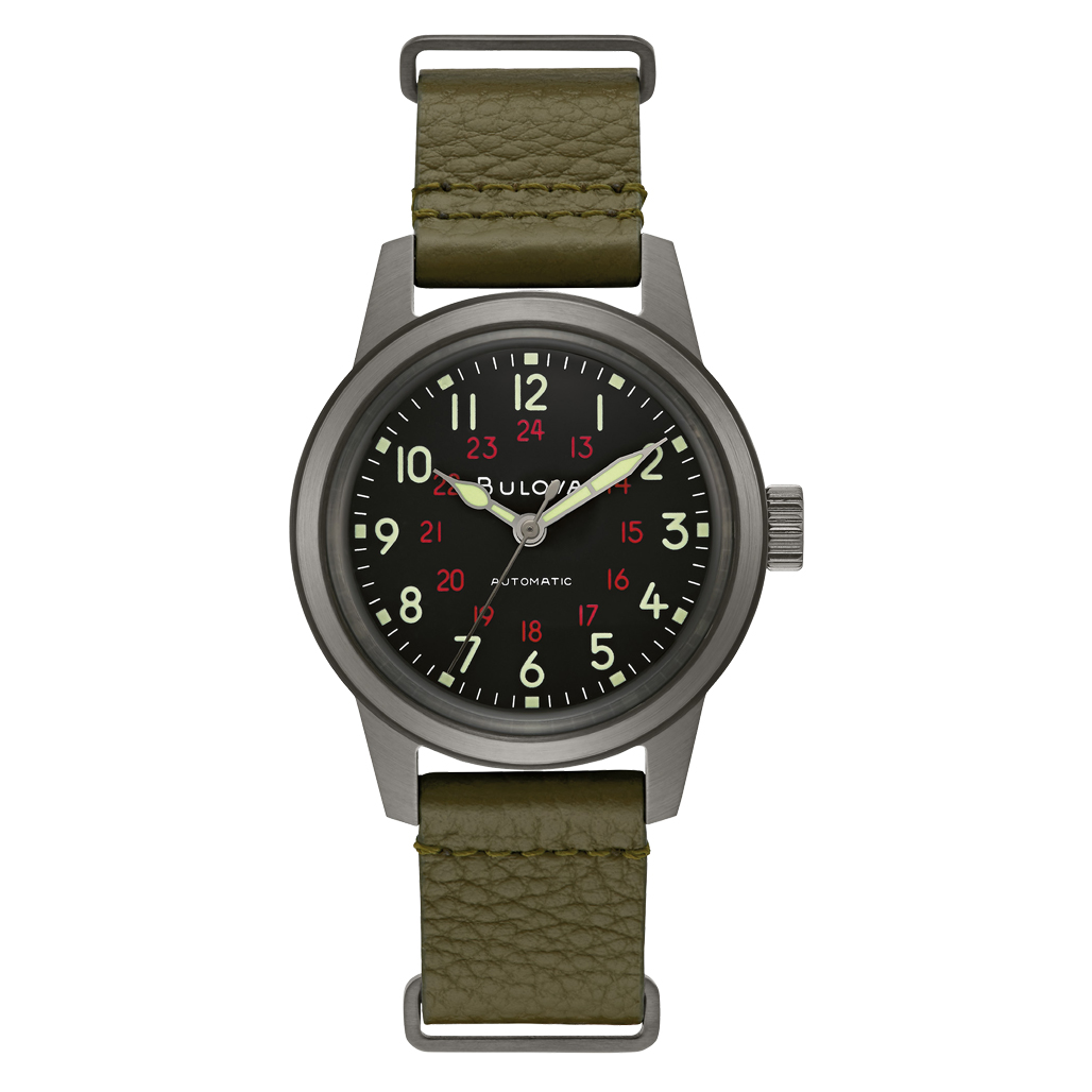 Bulova Hack Automatic Field Watch with 38mm Gun Metal Case and