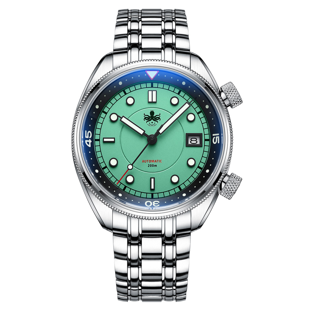 Phoibos Eagle Ray Automatic Compressor Style Dive Watch with Pastel Green  Dial #PY048A