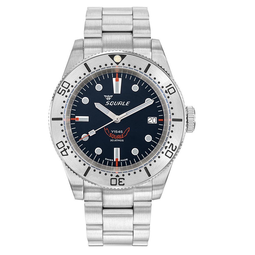 Squale 1545 Black Dial Dive Watch with Orange Accents and Steel