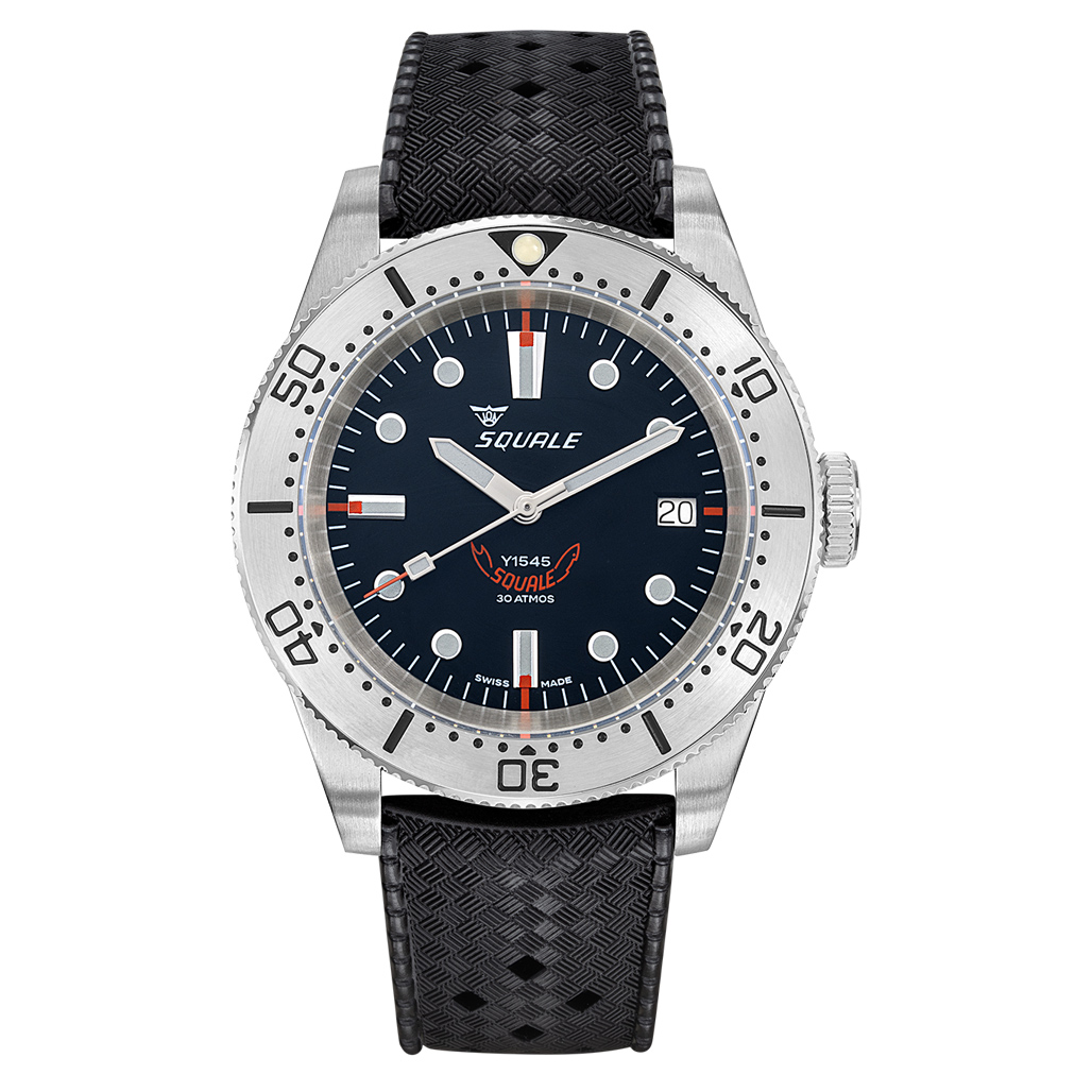 Squale 1545 Black Dial Dive Watch with Orange Accents and Steel