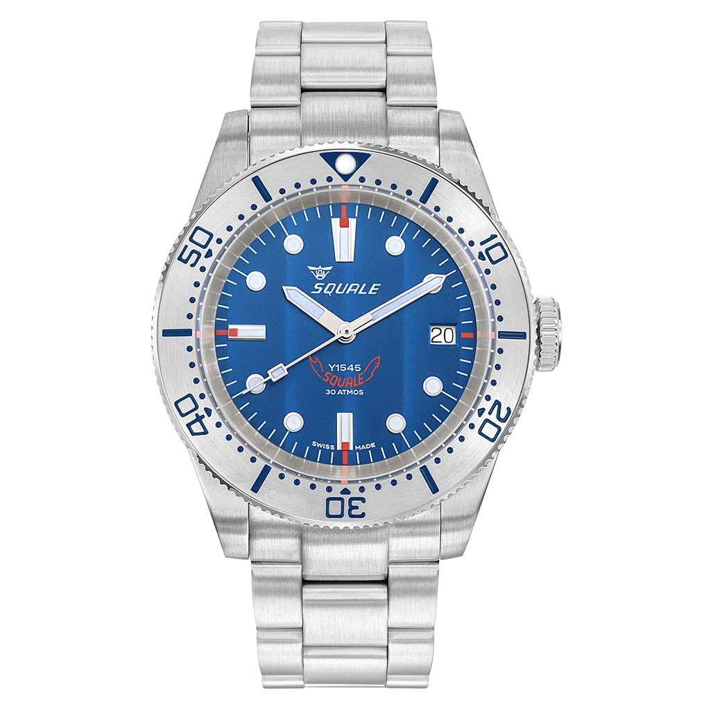 サイカ Squale 1545 Blue Dial Dive Watch with Steel Bezel and Bracelet