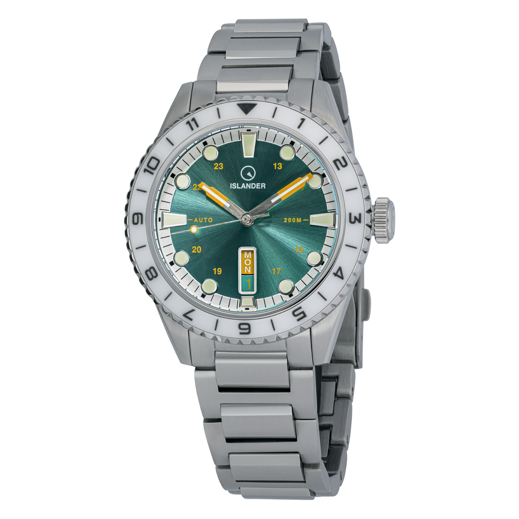 自動巻腕時計 er watch ISL-251 Islander Greenport 39mm Dive Watch with Sunburst Green Dial #ISL-251