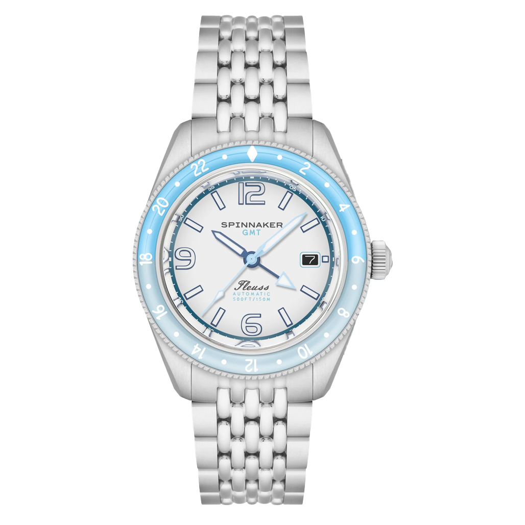 ファッションの Watch Automatic GMT Fleuss Spinnaker with #SP-5120-22 Dial White Moon 時計