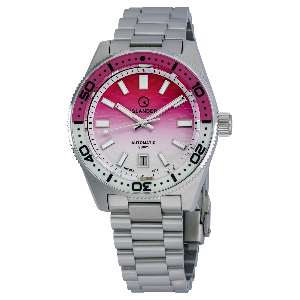 Islander Northport Automatic Dive Watch with Pink and White Ripple