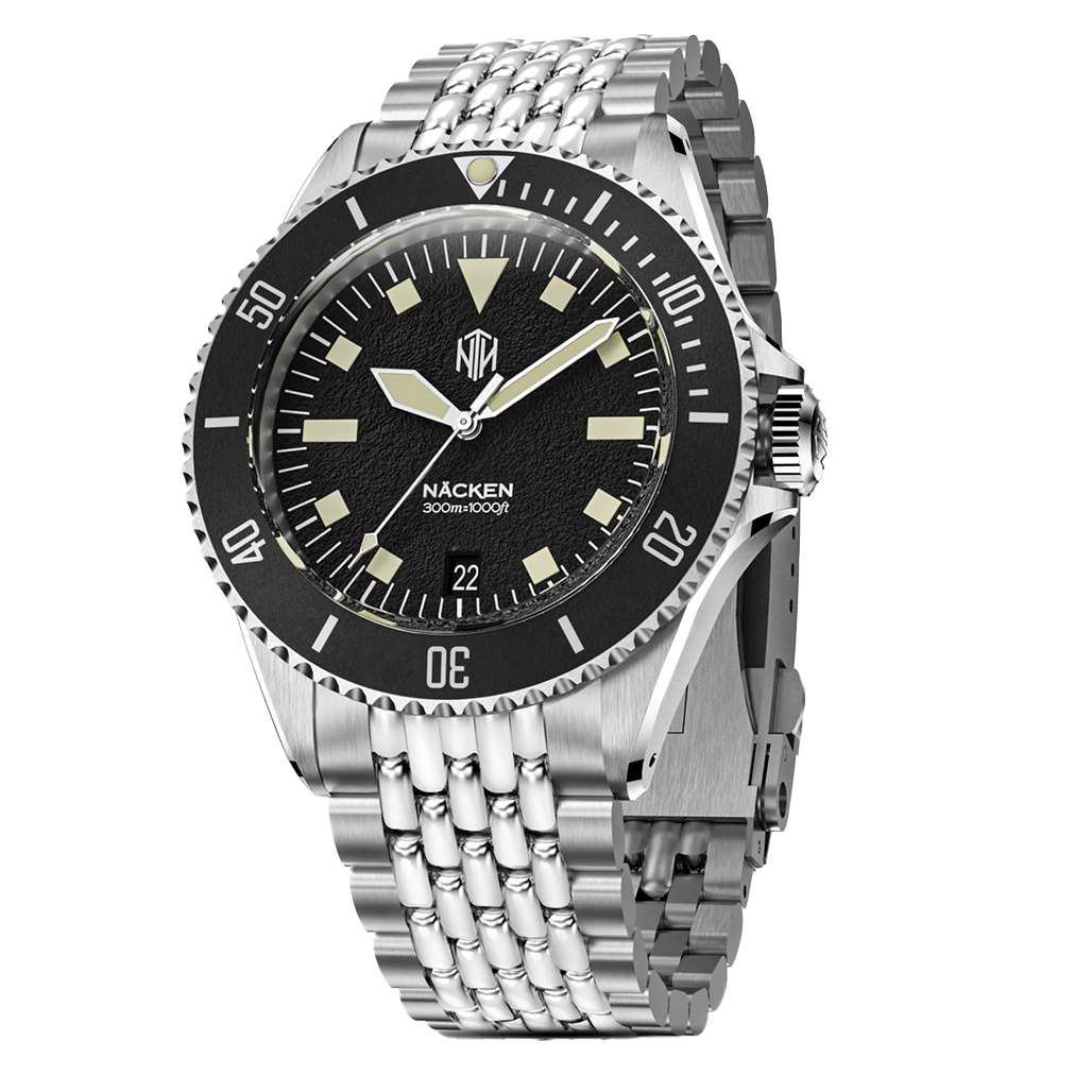 NTH Legends Series Näcken Vintage Black Dive Watch with Date #WW