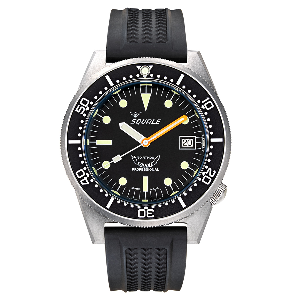 Squale 50 Atmos Swiss Dive Watch with Blasted Case and Black Dial