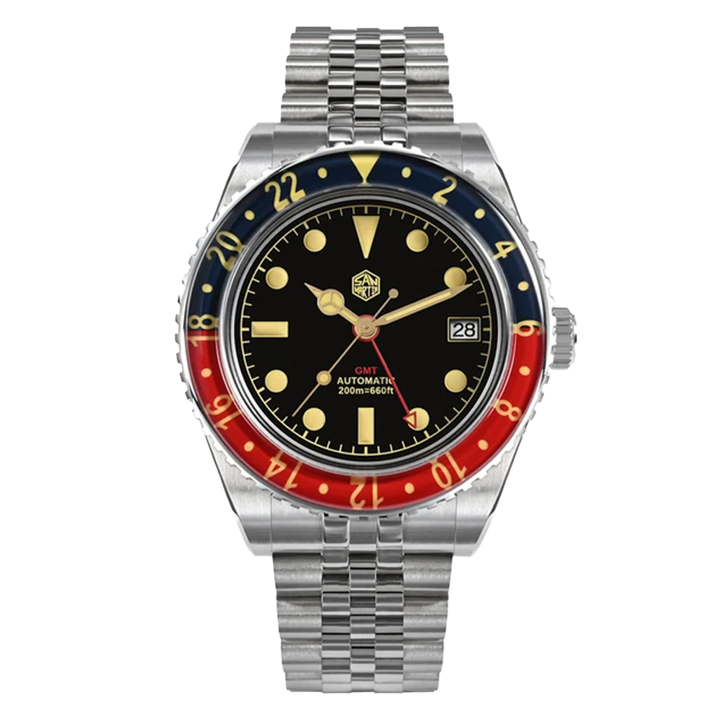 時計 San Martin GMT automatic San Martin Automatic GMT Dive Watch with Pepsi Bezel #SN005-A