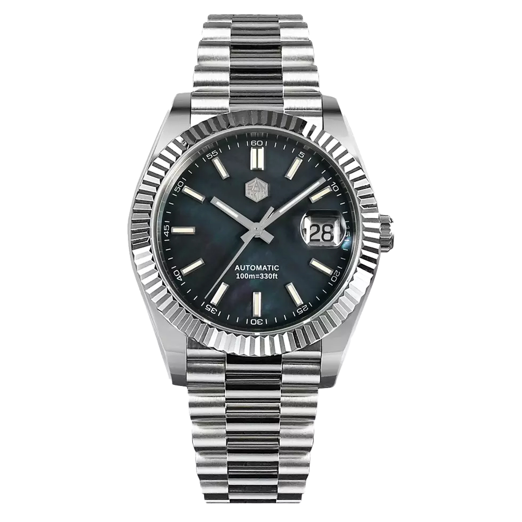時計 SAN MARTIN automatic watch San Martin Automatic Dress Watch with Blue MOP Dial #SN059-A