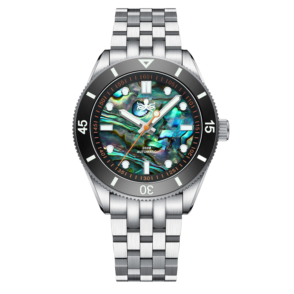PHOIBOS Wave Master Automatic Dive Watch Abalone Shell No Date