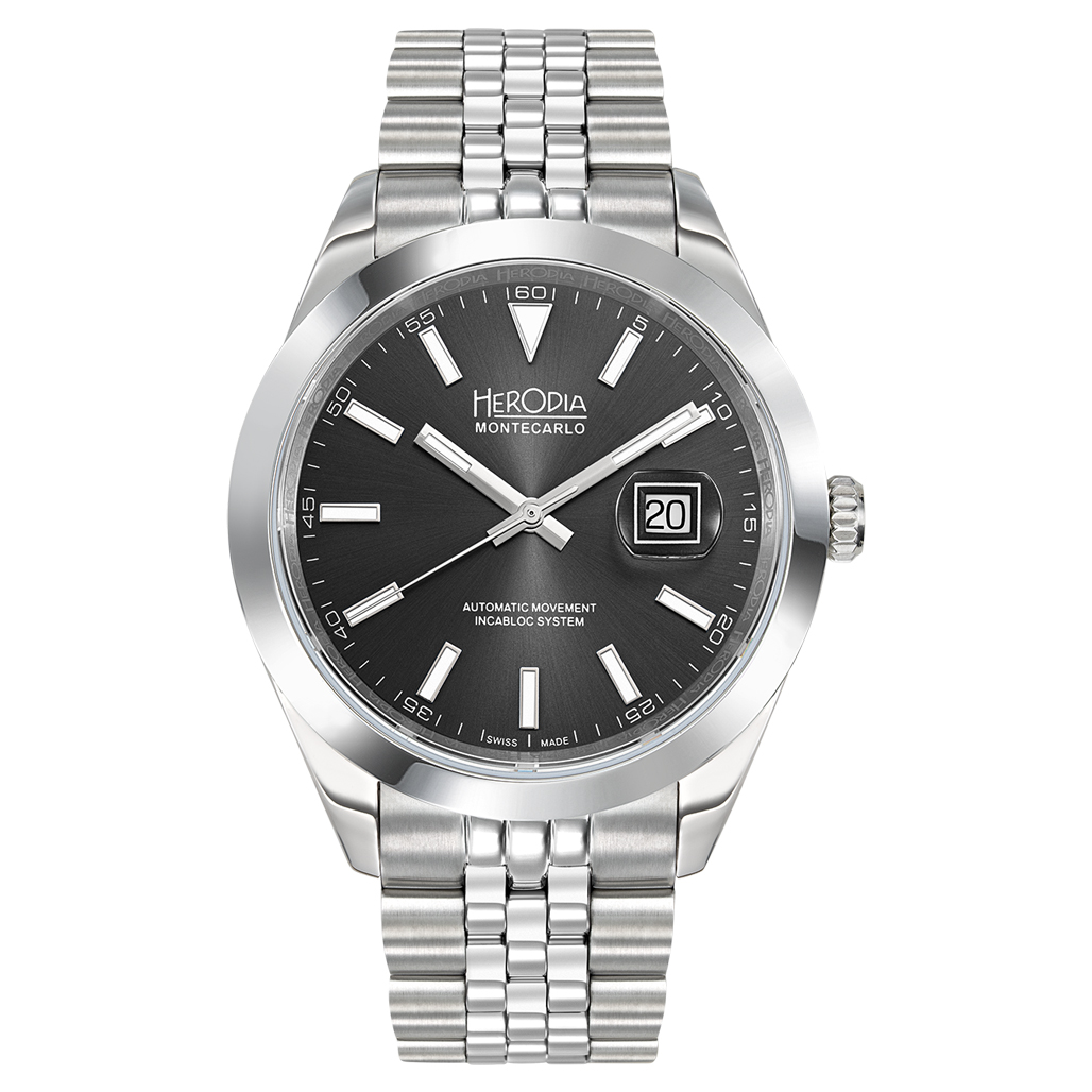Herodia Monte Carlo Swiss Watch with Matte Black Dial #HMONSDEBK.AC