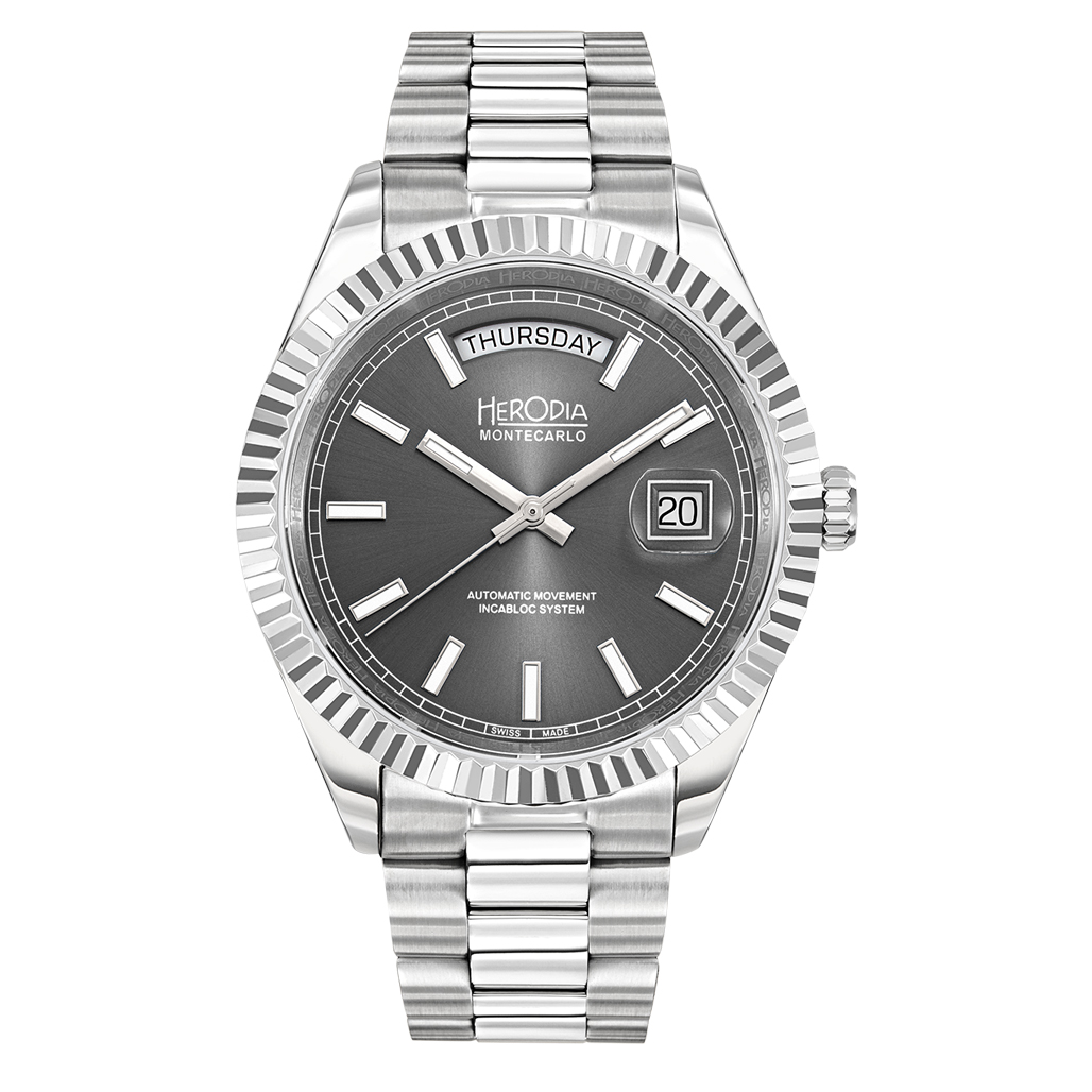 Herodia Monte Carlo Full Day Swiss Watch with Sunburst Anthracite