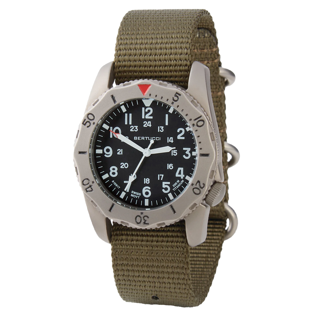 Bertucci A-2TR Field Pro Black Dial with Olive Nylon Strap #12115