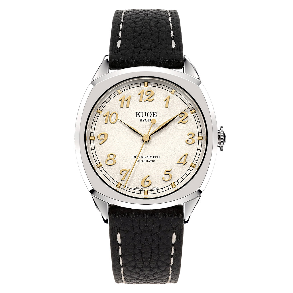 KUOE Royal Smith 90-008 Silver 34mm Dress Watch with Ivory Dial