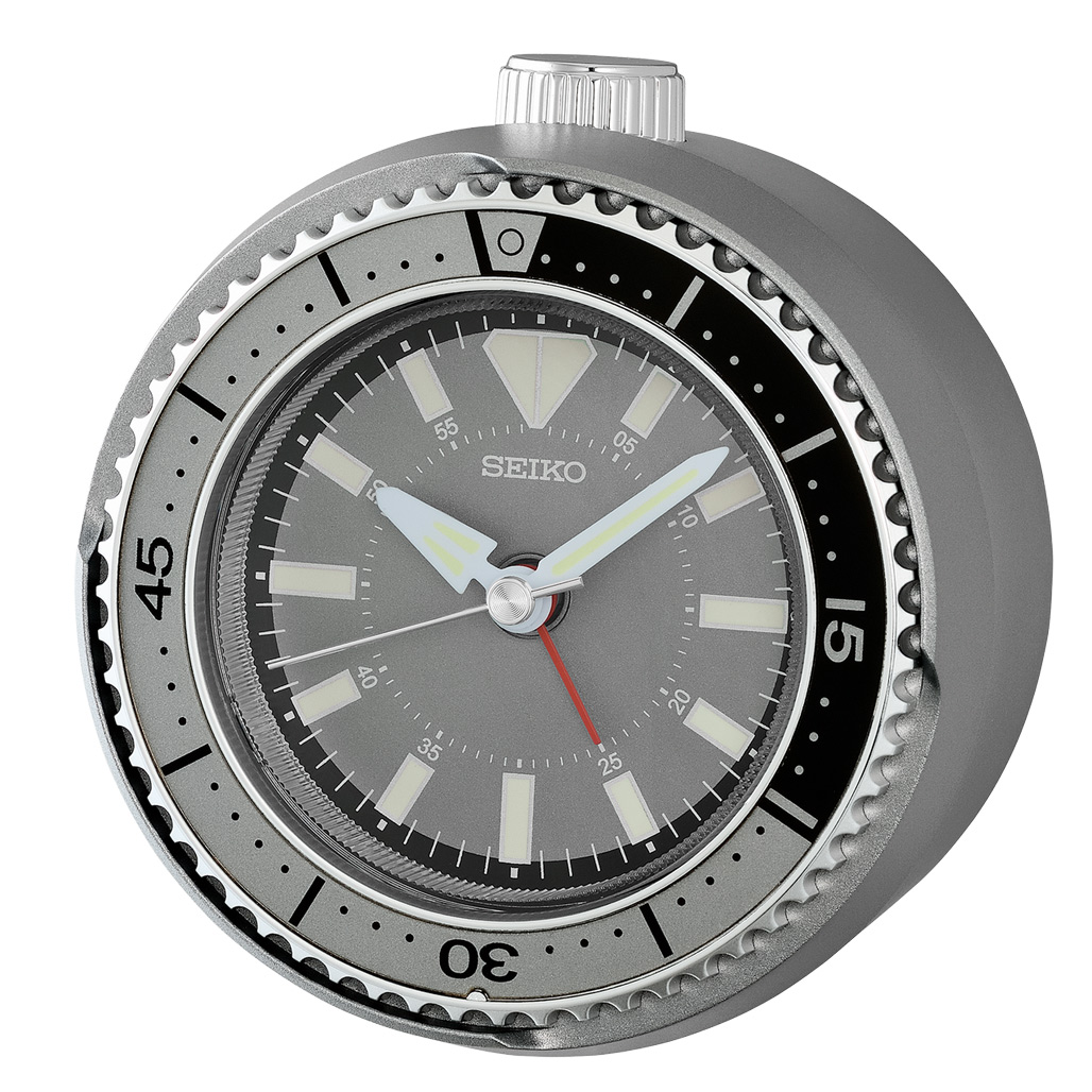 Seiko Mai Modern Rotating Bezel Alarm Clock in Dark Silver #QHE207NLH