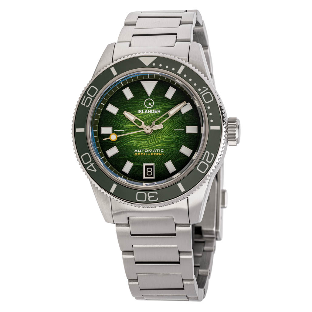 Islander Bayport Automatic Dive Watch with Green Wave Dial #ISL-312