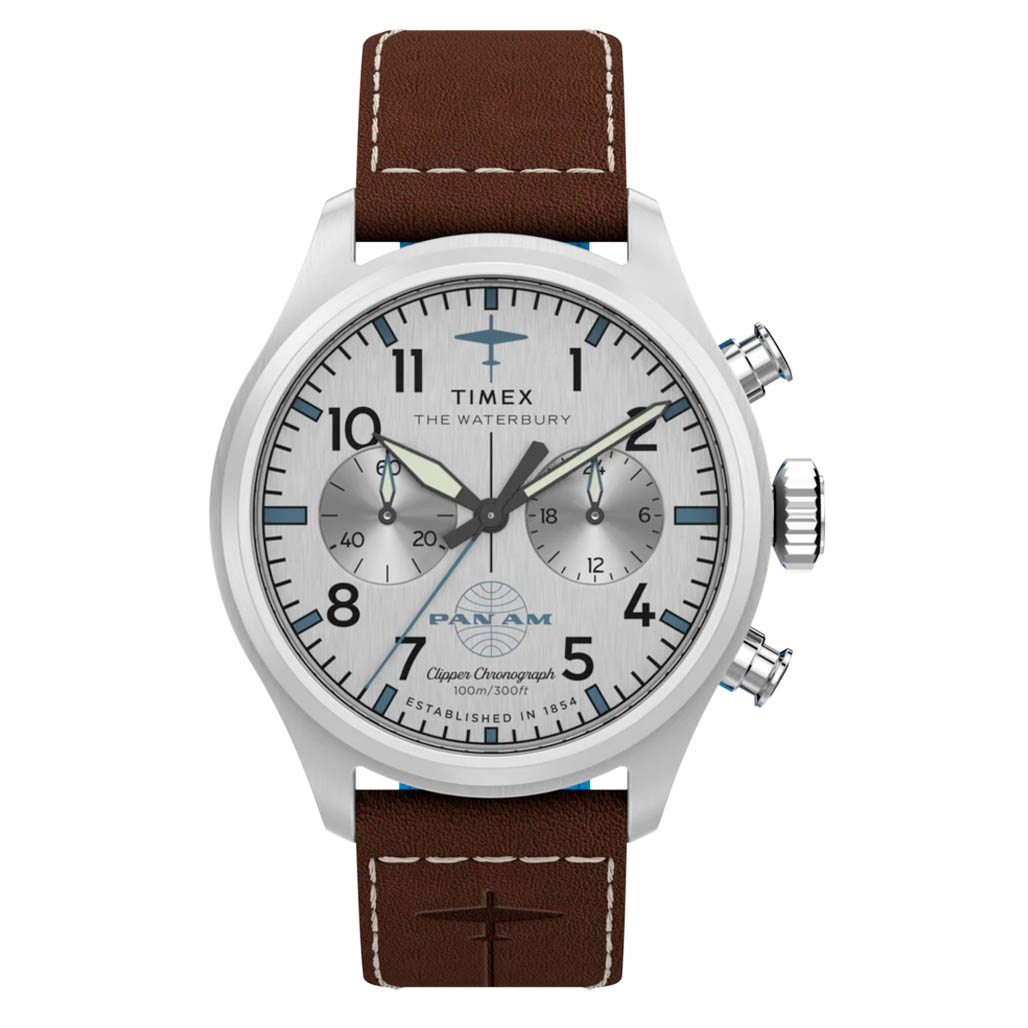 Timex x Pan Am® Waterbury Ace Chronograph 41mm Leather Strap Watch