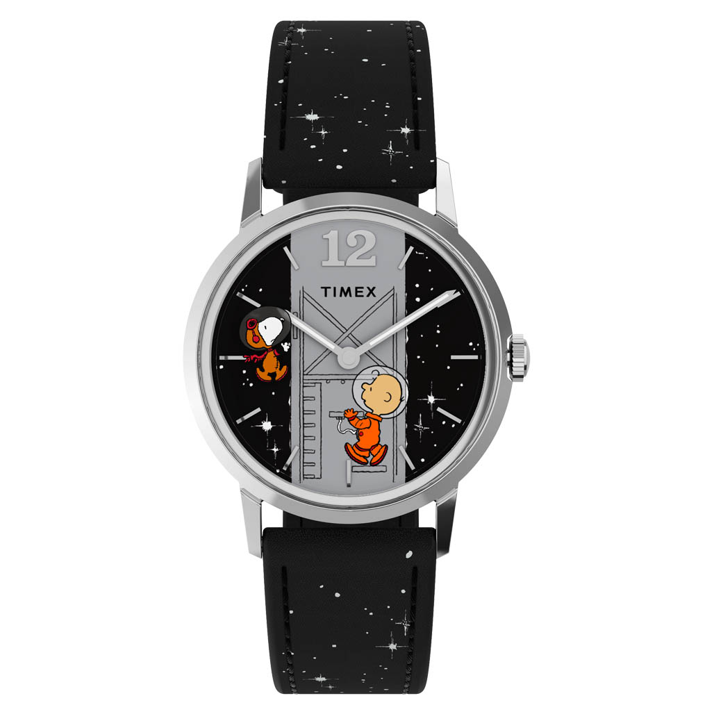 Timex x Peanuts® Marlin® Hand-Wound Space 34mm Leather Strap Watch