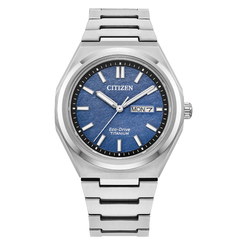 Citizen Eco-Drive Titanium Zenshin Watch with Blue Dial #AW0130-85L