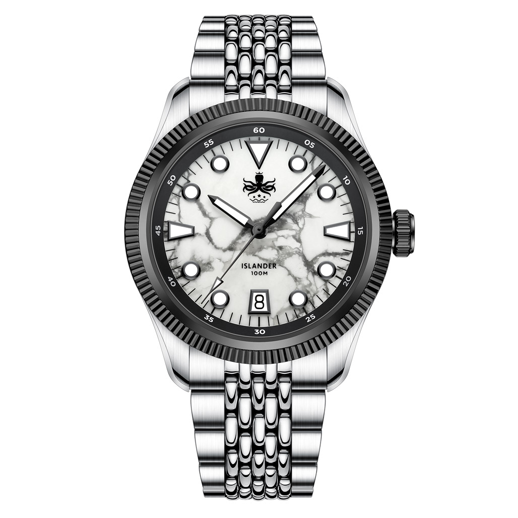 PHOIBOS x ISLANDER Delphinus White Turquoise Dial Watch #PY066-LIW11