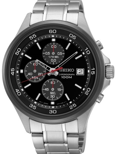 Seiko Chronograph Watch with 43mm Stainless Steel Case #SKS491