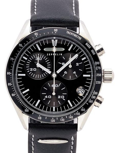 Graf Zeppelin Aviator-Style Chronograph, Black Line Watch #7286-2